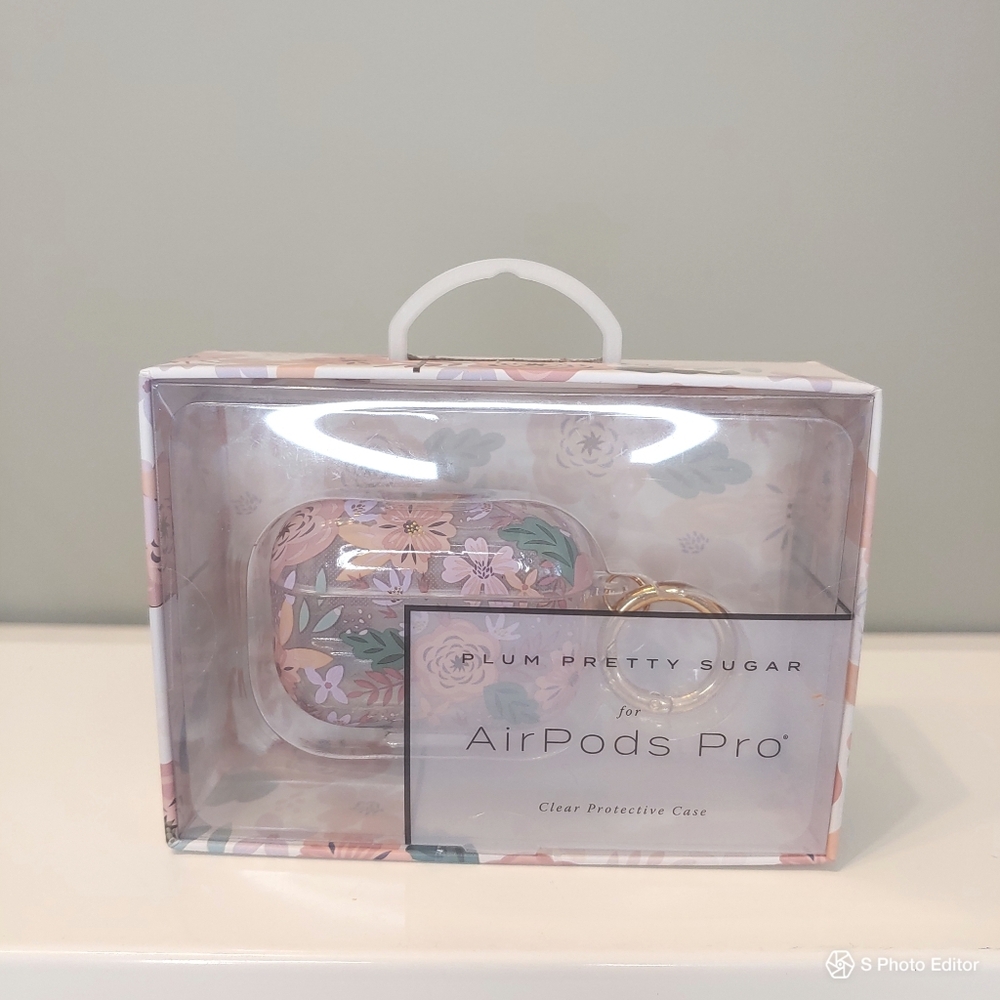 Plum pretty Sugar Floral pink green Apple Airpods Pro Protective case OS NWT